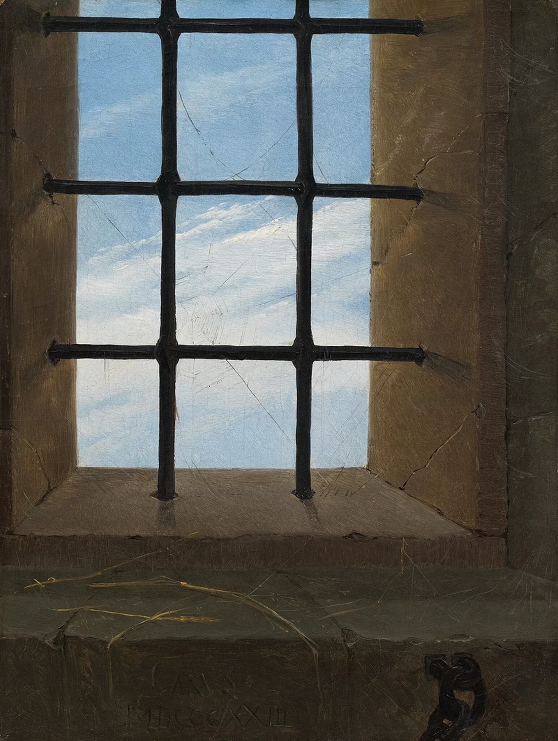 Veduta del cielo dalla finestra della prigione